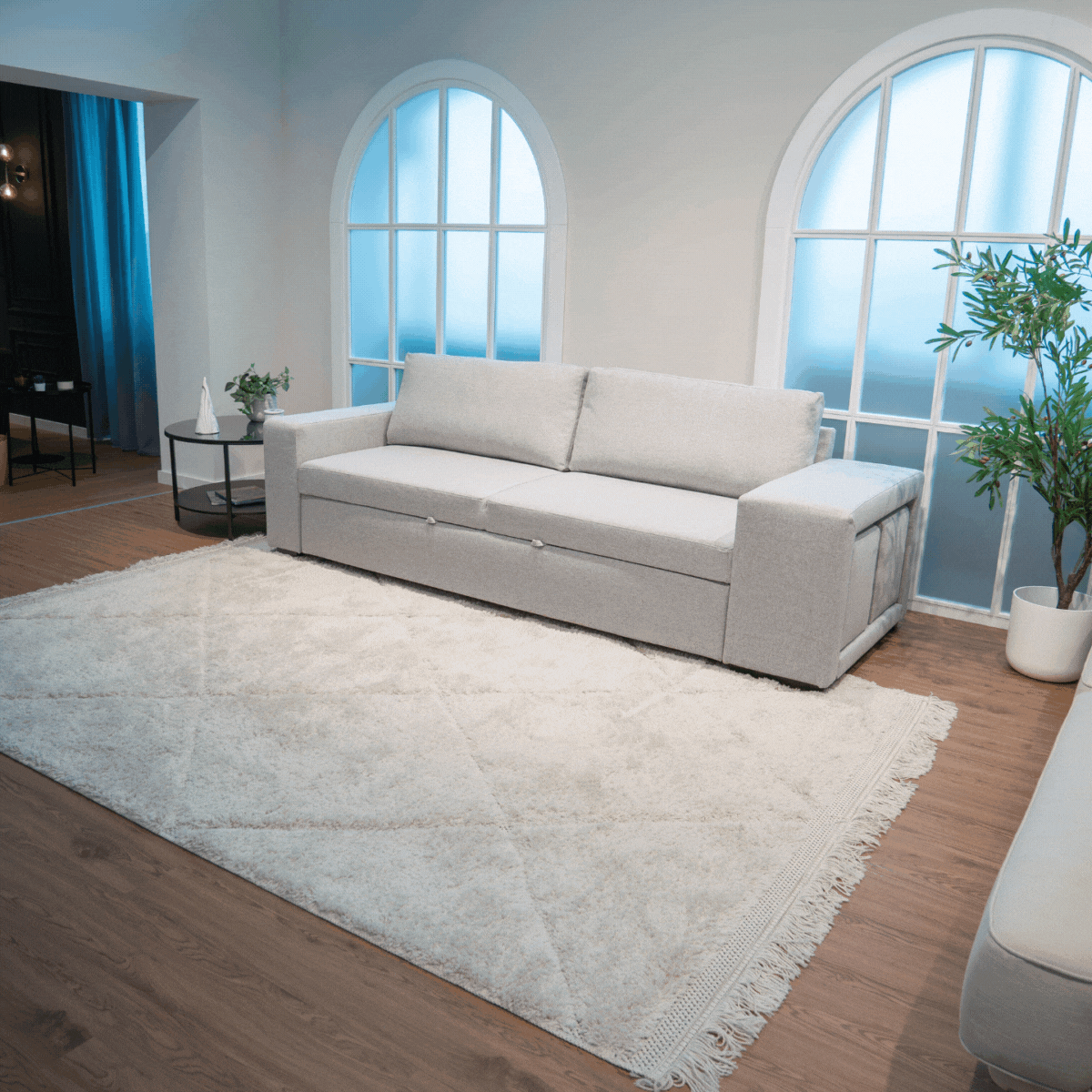 Schlafsofa mit Hockern und umkehrbarem Arm, Avery Grau