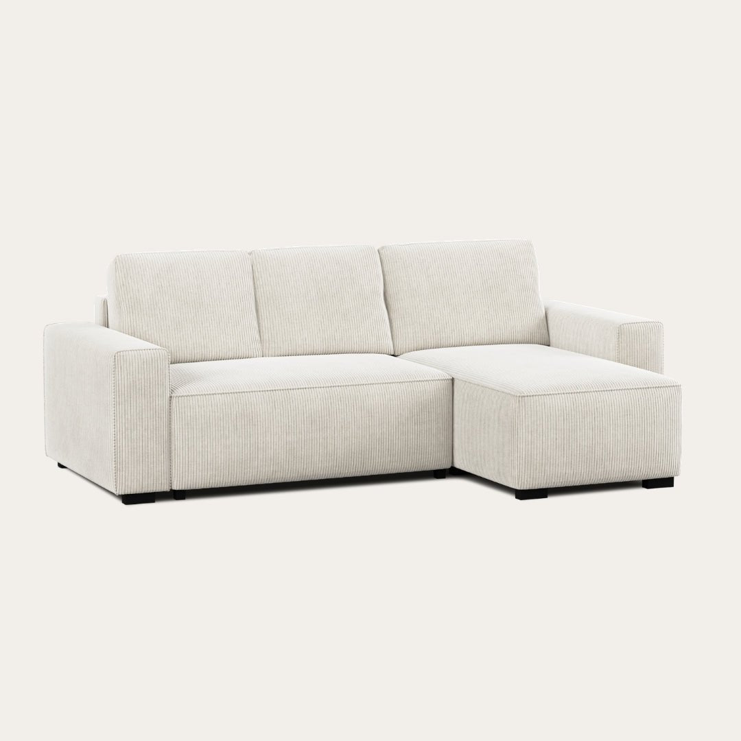 Sofá cama 4 plazas gris con almacenamiento y chaise reversible | Budwing