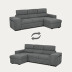 Sofá - cama de 4 lugares com chaise longue reversível, cabeceiras ajustáveis e 2 pufes – JohnC689BCSRG3811_C24