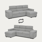Sofá - cama de 4 lugares com chaise longue reversível, cabeceiras ajustáveis e 2 pufes – JohnC689BCSRG3810_C24
