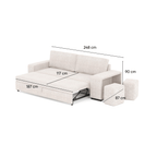 Sofá - Cama 3 Lugares + 2 Puffs - AveryS9903CSRG8242_C24