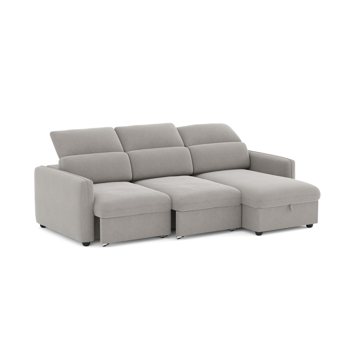 Sofá cama de 3 lugares com chaise longue e cabeceiras ajustáveis ​​- Morgan