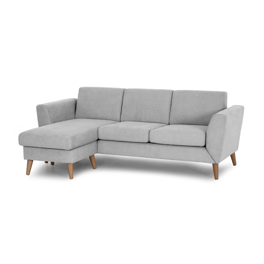 3 Seater Sofa with Chaise Longue and Vintage Legs - Angel