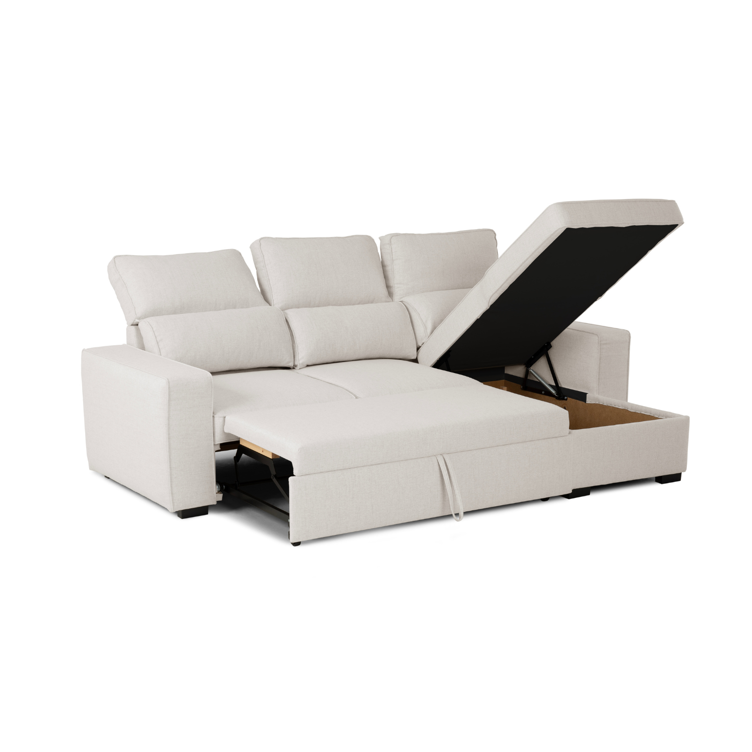 3-Seater Sofa Bed With Reversible Chaise Longue And Storage - Harper