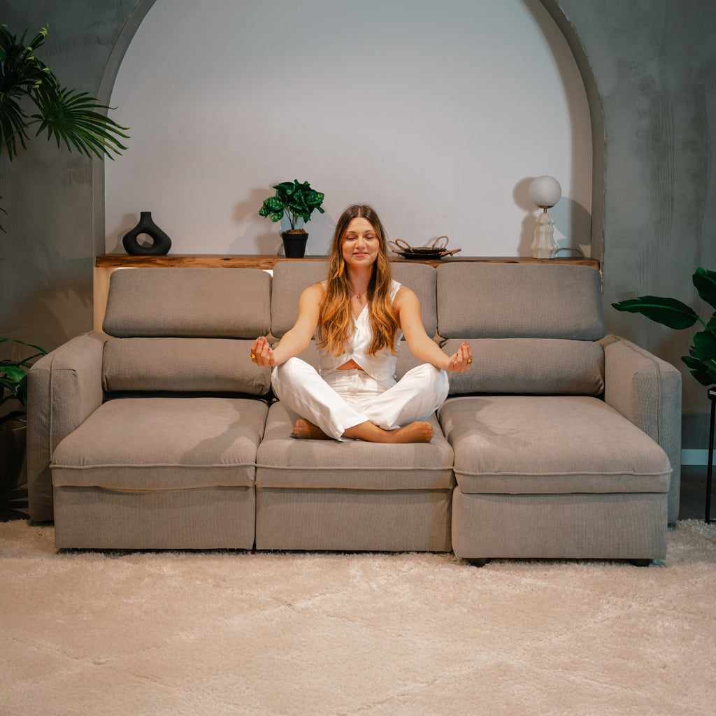 Sofá - Cama 4 Lugares com Chaise Longue Reversível e Cabeceiras Ajustáveis - MorganC1454CFSRG9114_C24