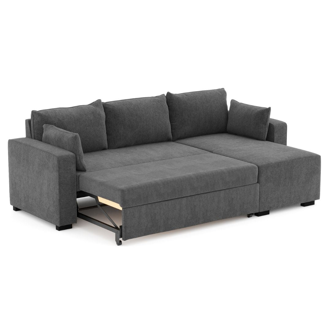 3 Seater Sofa Bed with Reversible Chaise Longue -  Leah