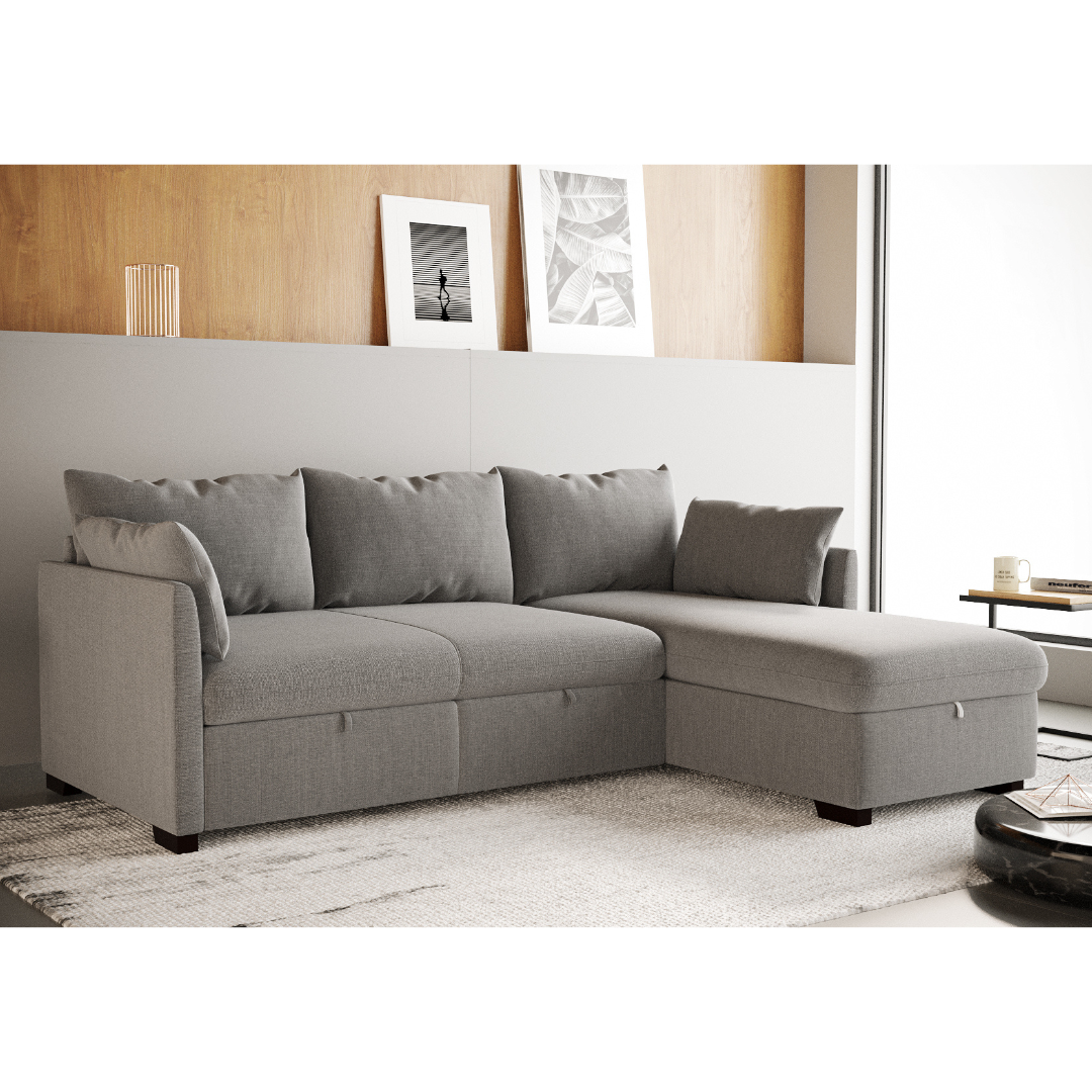 4-Sitzer-Schlafsofa mit Chaiselongue und Stauraum – Orlando