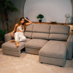 Sofá - Cama 4 Lugares com Chaise Longue Reversível e Cabeceiras Ajustáveis - MorganC1454CFSRG9114_C24