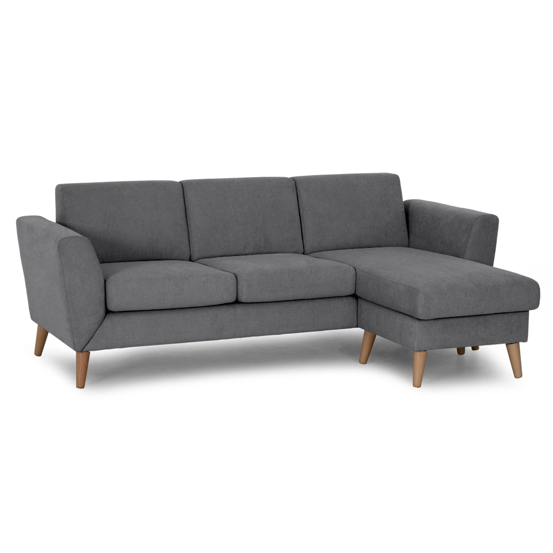 3 Seater Sofa with Chaise Longue and Vintage Legs - Angel