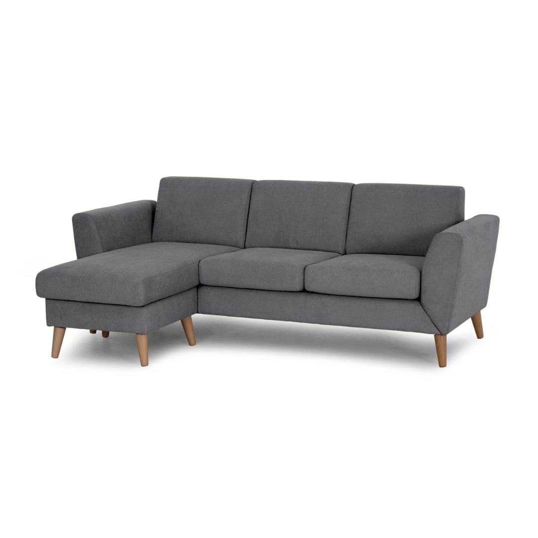 3 Seater Sofa with Chaise Longue and Vintage Legs - Angel