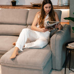 Sofá - Cama 4 Lugares com Chaise Longue Reversível e Cabeceiras Ajustáveis - MorganC1454CFSRG9114_C24