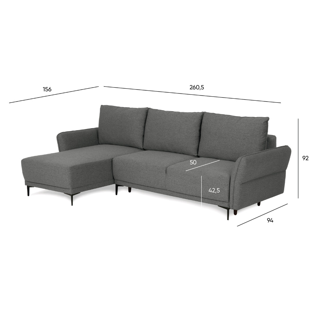 4 Seater Sofa Bed with Reversible Chaise Longue - Toby