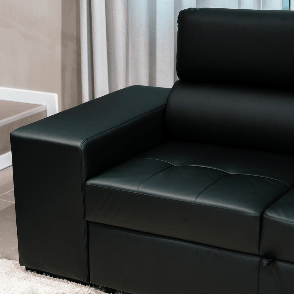 Sofá - cama de 4 lugares com chaise longue reversível, cabeceiras ajustáveis e 2 pufes – JohnC689BCSRG3810_C24