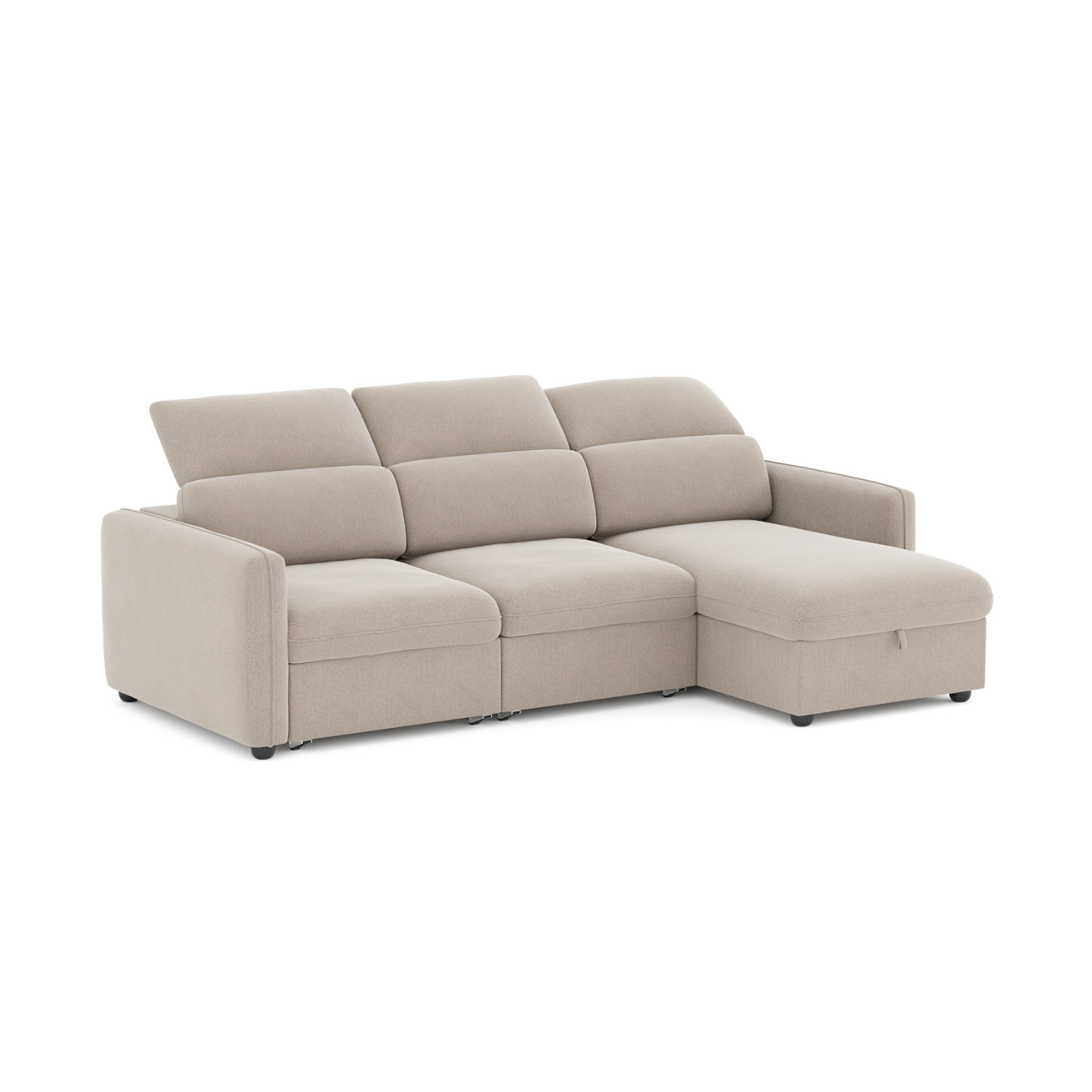 3-Sitzer-Schlafsofa mit Chaiselongue und verstellbaren Kopfteilen – Morgan