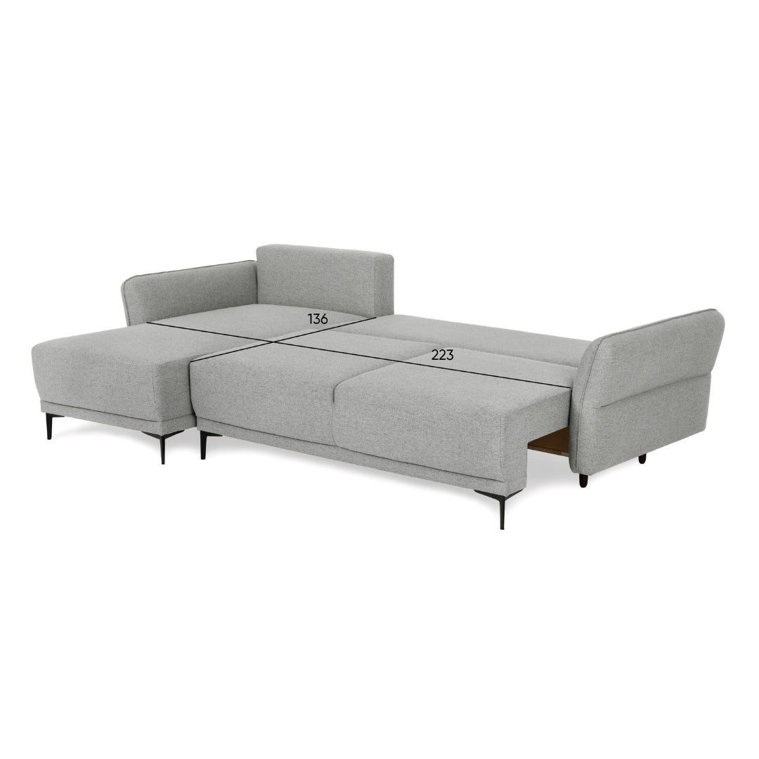 Divano Letto a 3 Posti con Chaise Longue Reversibile - Toby 