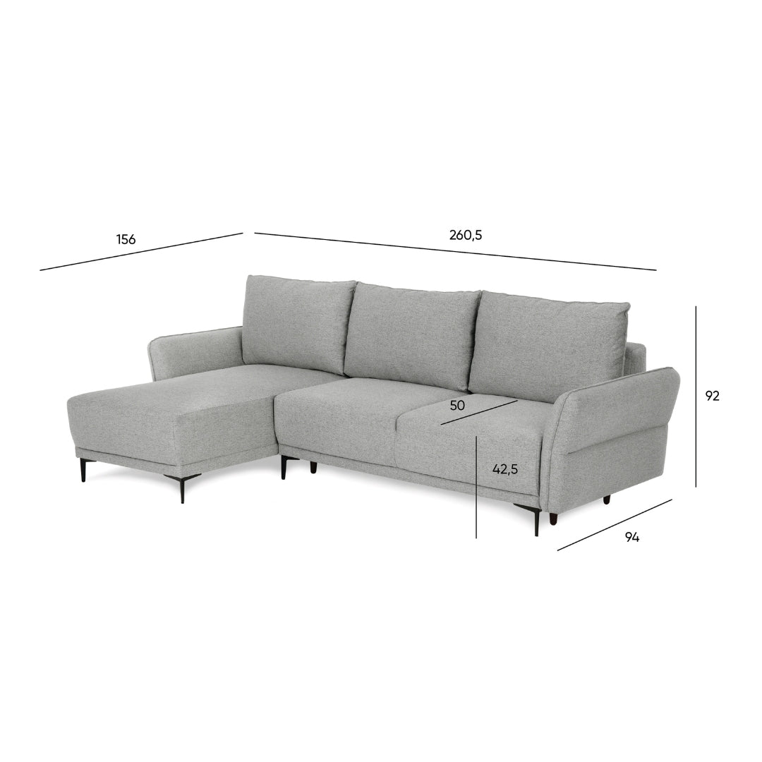 3 Seater Sofa Bed with Reversible Chaise Longue - Toby