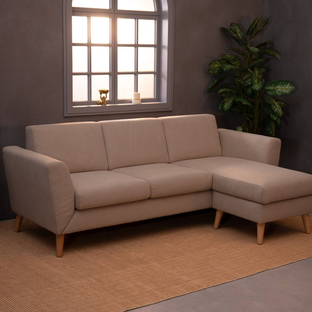 Sofá de 3 lugares com chaise longue reversível e pés vintage – AngelC710BSSRBG2721_C24