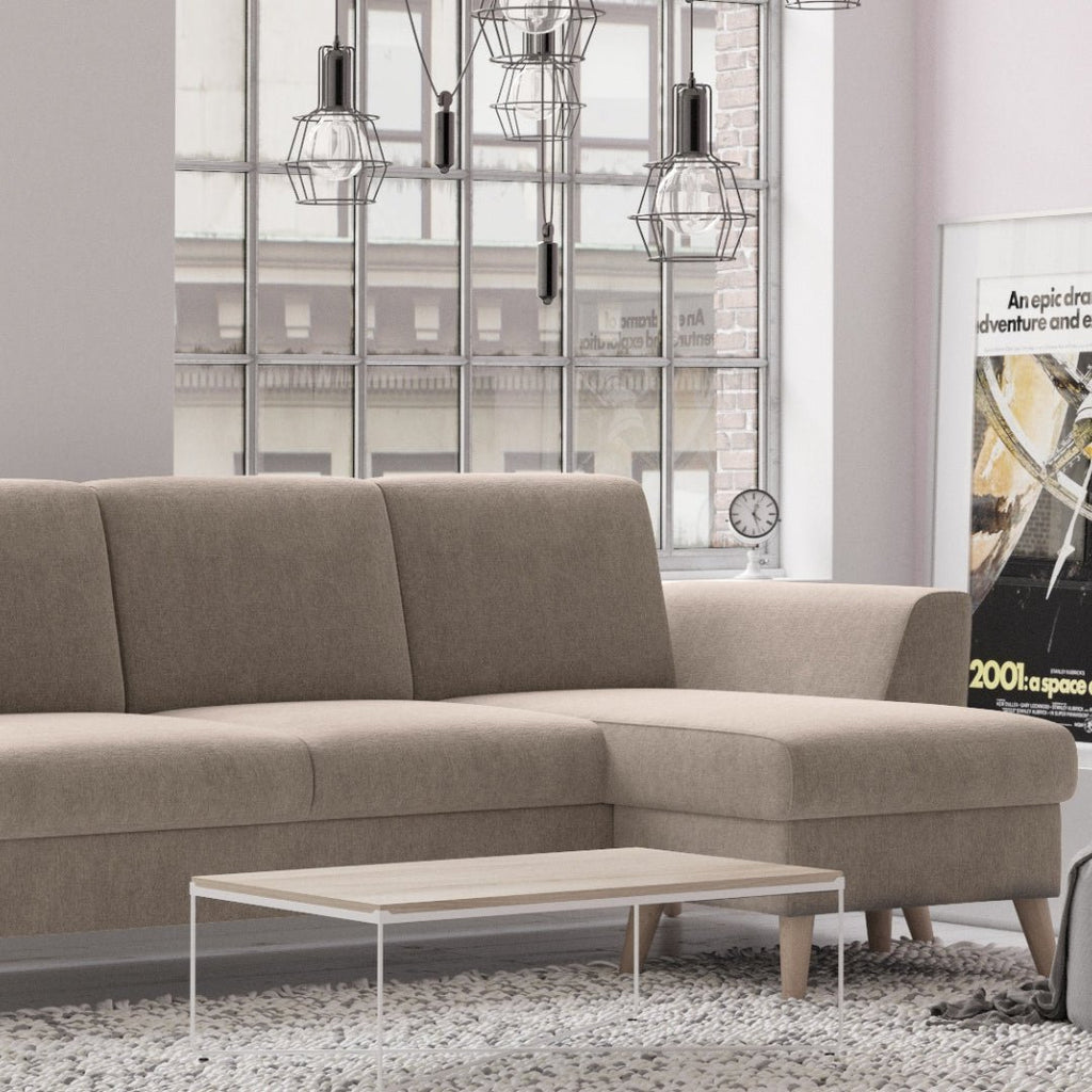 Sofá de 3 lugares com chaise longue reversível e pés vintage – AngelC710BSSRBG2721_C24