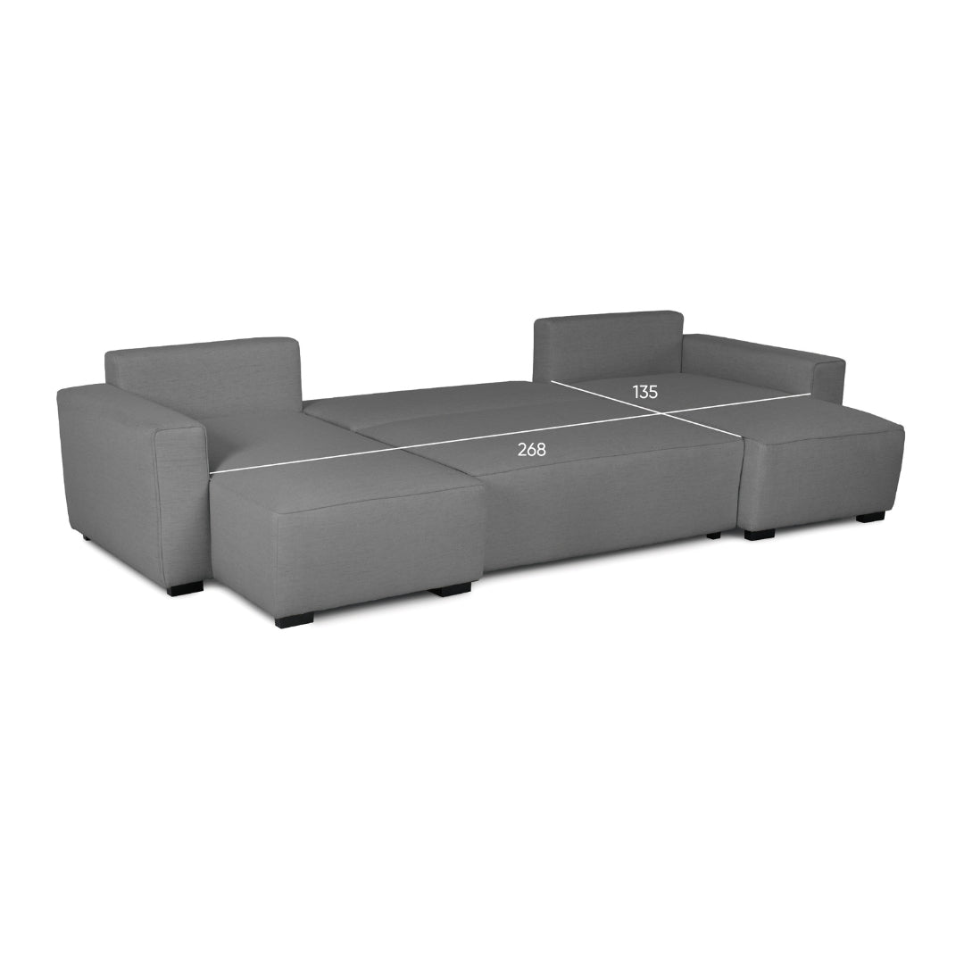 4 Seater Sofa Bed with Panoramic Chaise Longue - Jordan