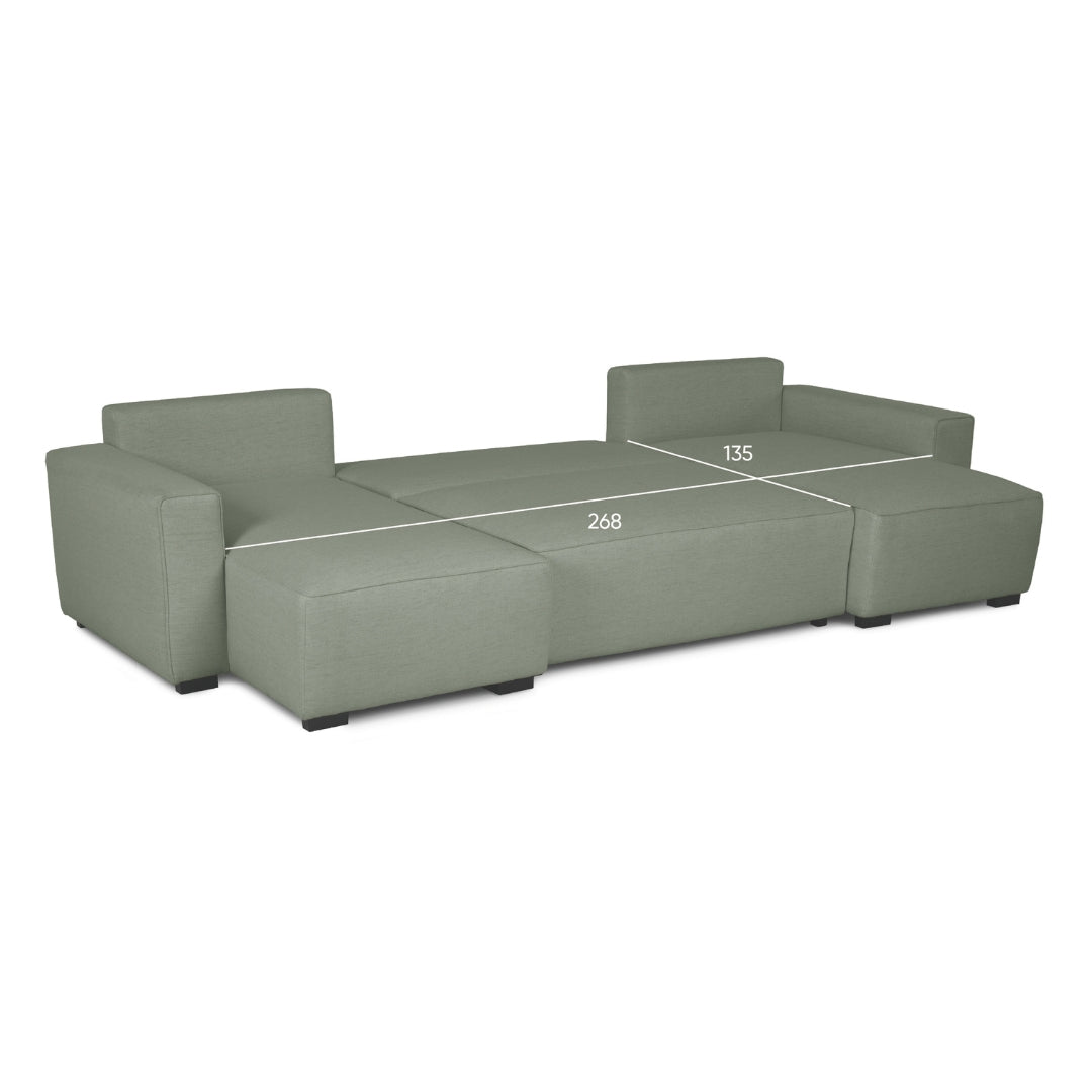 4 Seater Sofa Bed with Panoramic Chaise Longue - Jordan