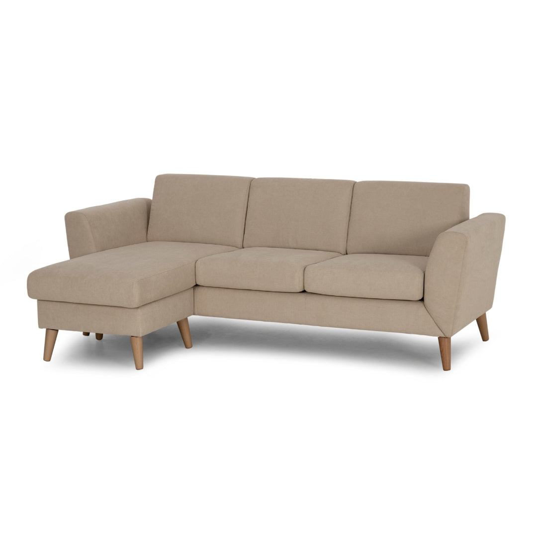 3 Seater Sofa with Chaise Longue and Vintage Legs - Angel