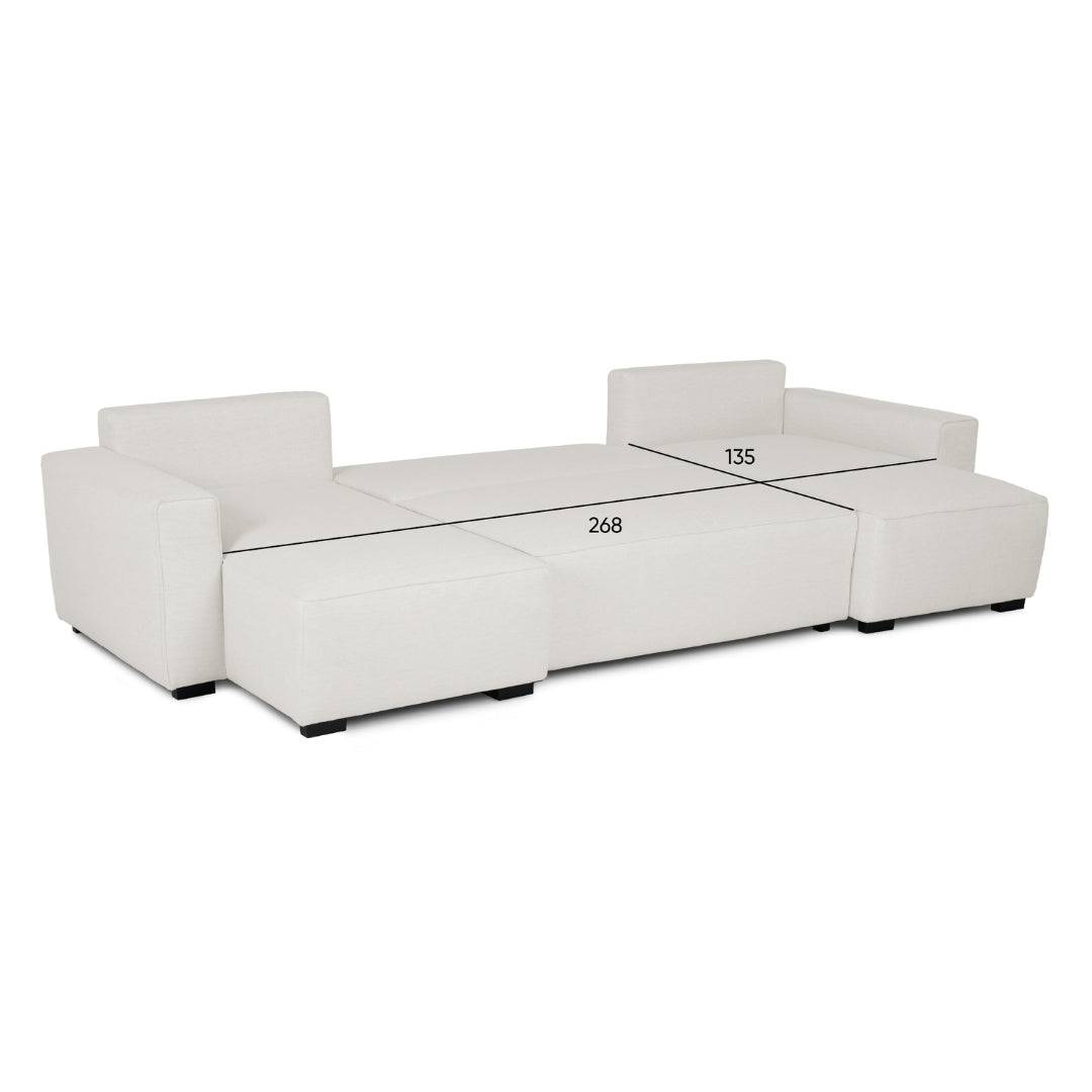 4 Seater Sofa Bed with Panoramic Chaise Longue - Jordan