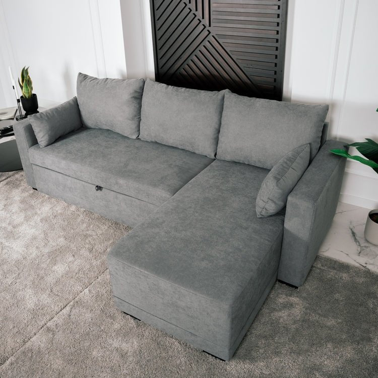 Sofá - Cama 3 Lugares com Chaise Longue Reversível - LeahSofá CamaSofá - Cama 3 Lugares com Chaise Longue Reversível - Leah