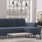 Sofá de 3 lugares com chaise longue reversível e pés vintage – AngelC710BSSRBG3840_C24