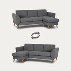 Sofá de 3 lugares com chaise longue reversível e pés vintage – AngelC710BSSRBG3811_C24