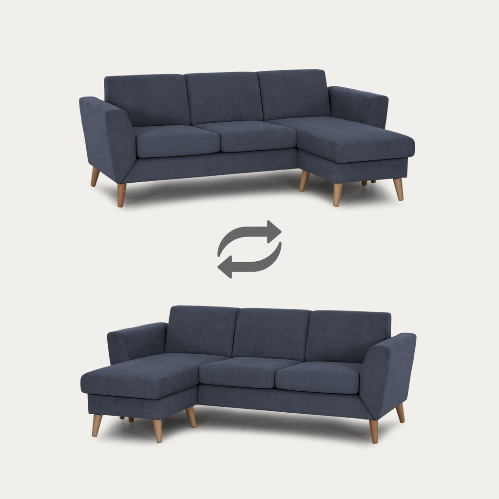 Sofá de 3 lugares com chaise longue reversível e pés vintage – AngelC710BSSRBG2721_C24