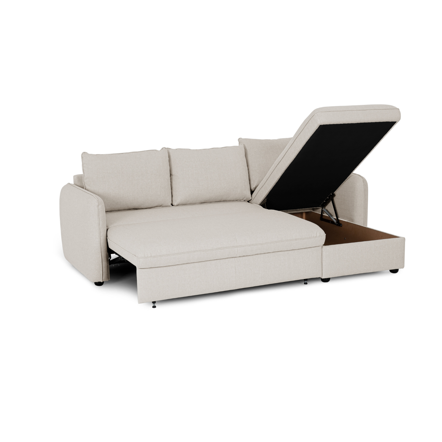 Divano Letto a 3 Posti - Sistema Easybed - Con Chaise Longue Reversibile e Contenitore - Vogue 