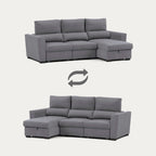 Sofá - Cama 3 Lugares com Chaise Longue Reversível e Encosto Reclinável - OliverC1009CFSRC1722_C24