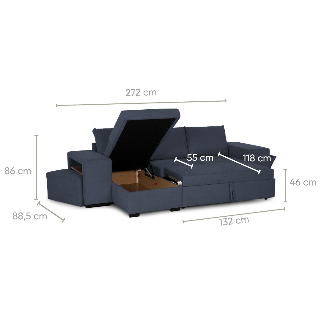 Divano letto 4 posti con chaise longue