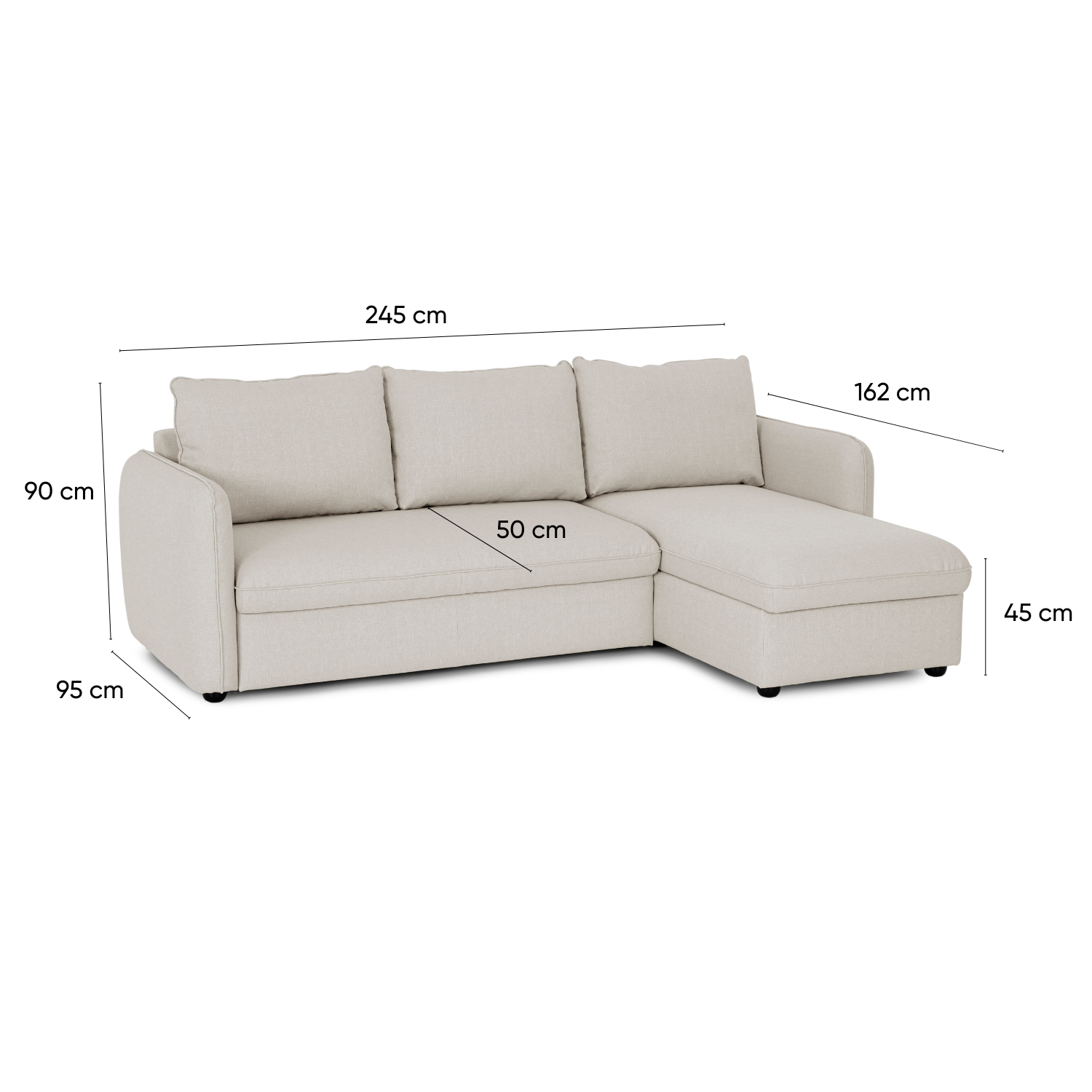 3-Seater Sofa Bed - Easybed System - With Reversible Chaise Longue - Vogue