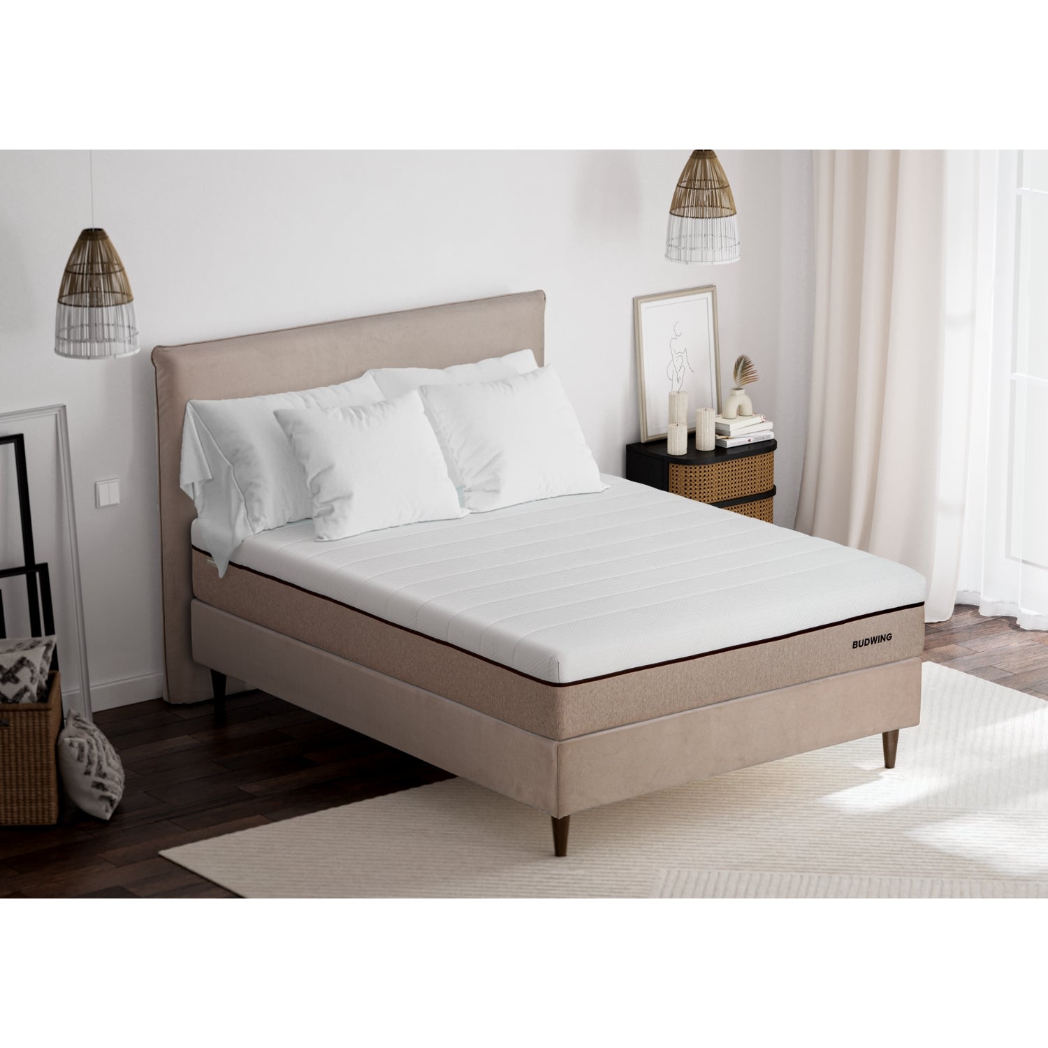 Matelas BioHybrid avec mousse à mémoire de forme, latex et ressorts ensachés