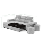 Sofá - cama de 4 lugares com chaise longue reversível, cabeceiras ajustáveis e 2 pufes – JohnC689BCSRG3810_C24