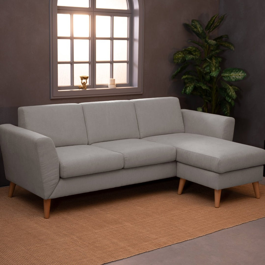 Sofá de 3 lugares com chaise longue reversível e pés vintage – AngelC710BSSRBG2721_C24