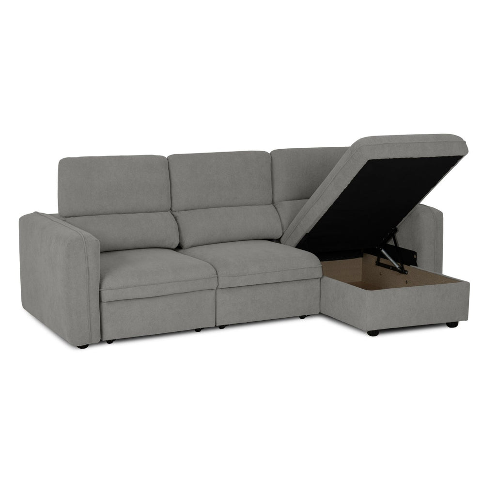 Sofá - Cama 4 Lugares com Chaise Longue Reversível e Cabeceiras Ajustáveis - MorganC1454CFSRG9114_C24