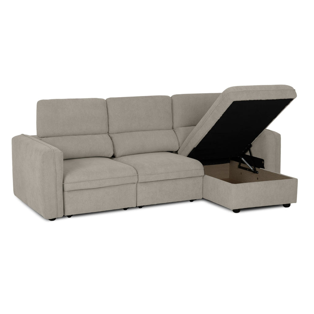 Sofá - Cama 4 Lugares com Chaise Longue Reversível e Cabeceiras Ajustáveis - MorganC1454CFSRG9140_C24