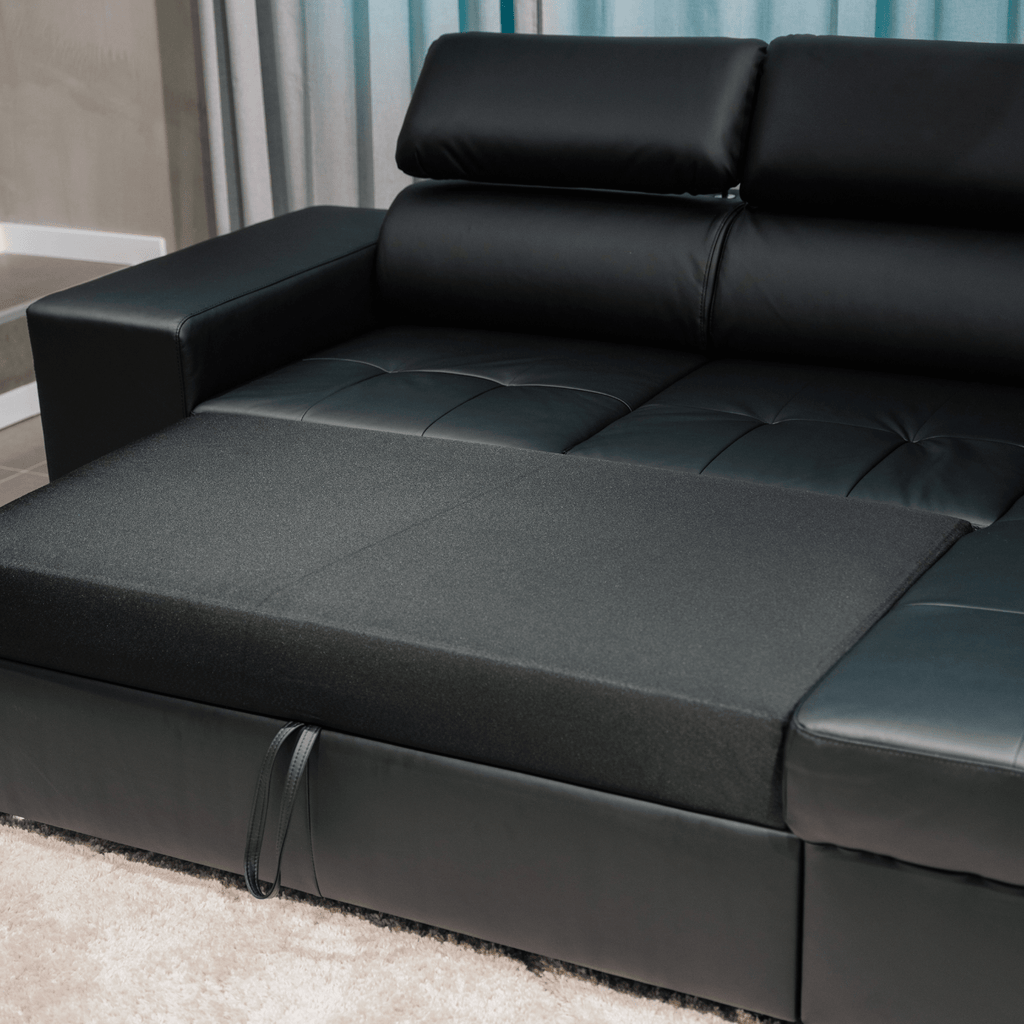 Sofá - cama de 4 lugares com chaise longue reversível, cabeceiras ajustáveis e 2 pufes – JohnC689BCSRG3810_C24