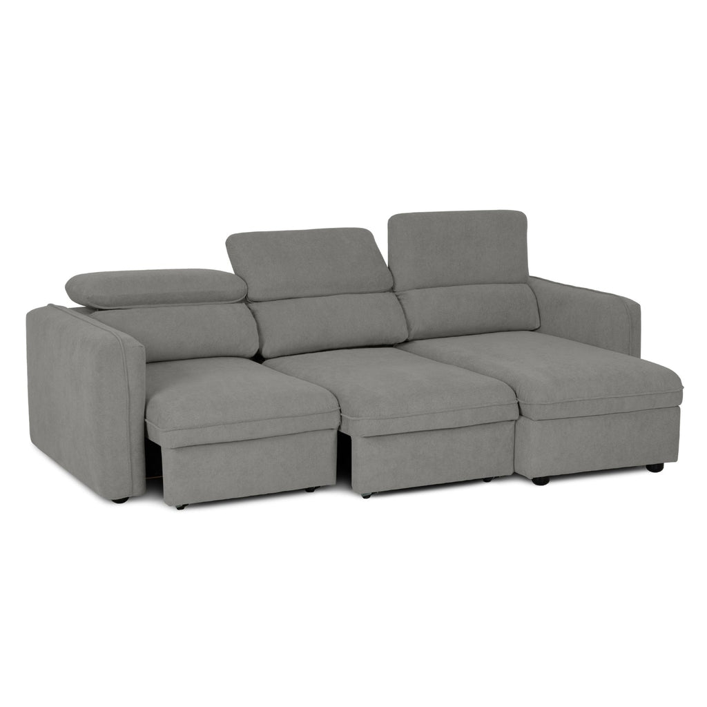 Sofá - Cama 4 Lugares com Chaise Longue Reversível e Cabeceiras Ajustáveis - MorganC1454CFSRG9114_C24