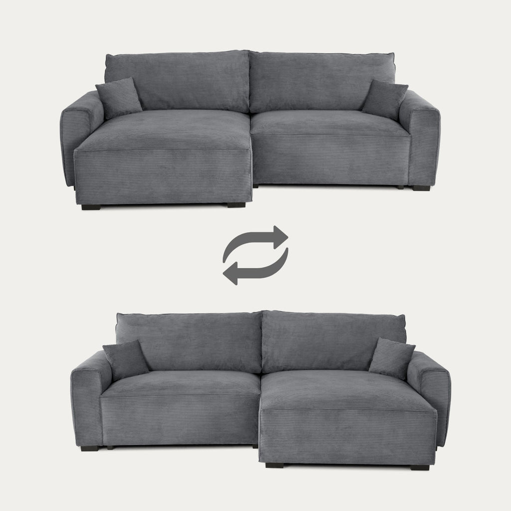 Sofá - Cama 4 Lugares com Chaise Longue Reversível - LaurenC1511ACSRG7911_C24