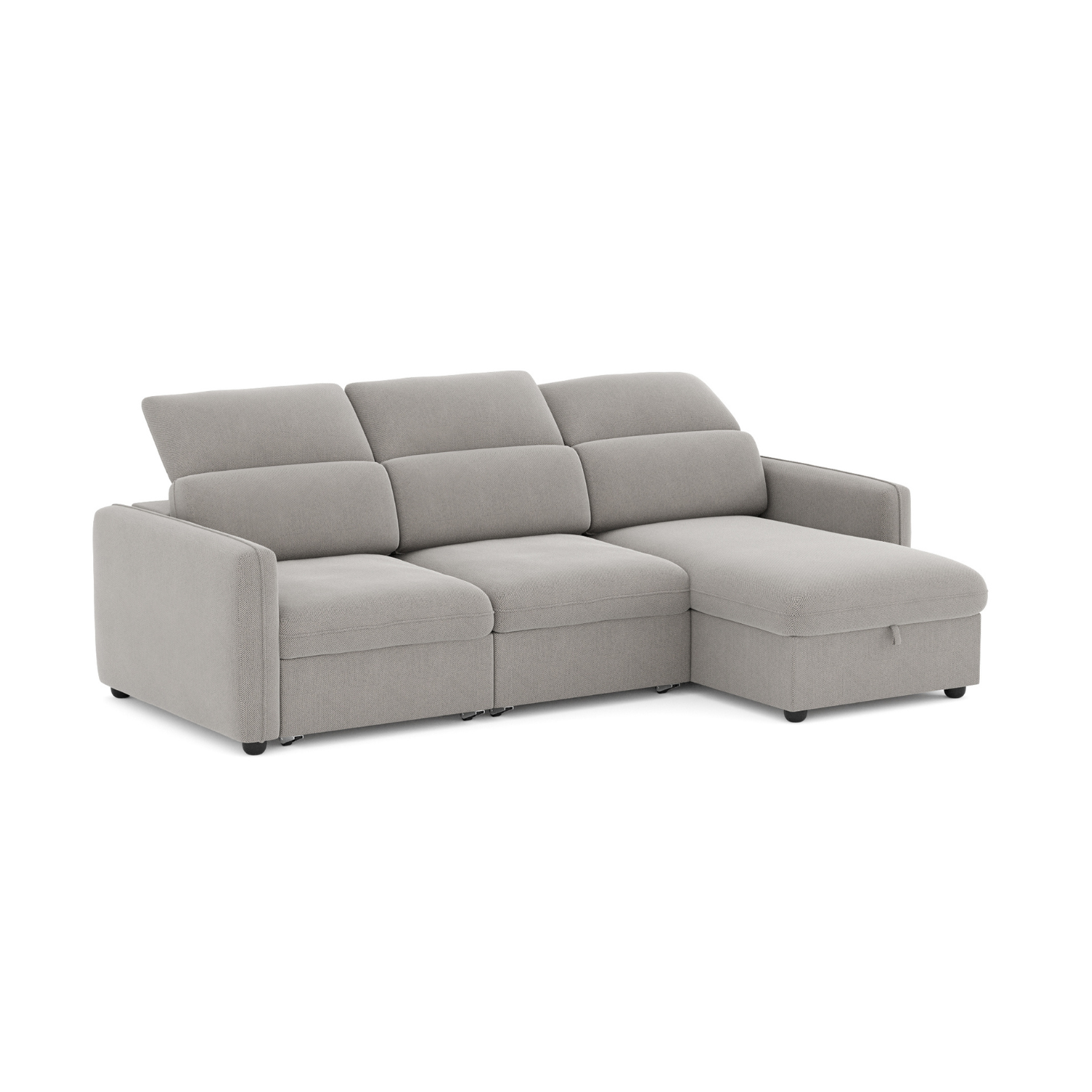 3-Sitzer-Schlafsofa mit Chaiselongue und verstellbaren Kopfteilen – Morgan