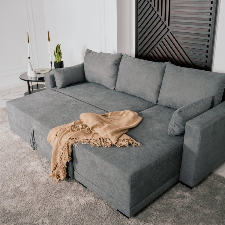 Sofá - Cama 3 Lugares com Chaise Longue Reversível - LeahSofá CamaSofá - Cama 3 Lugares com Chaise Longue Reversível - Leah