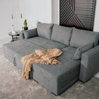 Sofá - Cama 3 Lugares com Chaise Longue Reversível - LeahSofá CamaSofá - Cama 3 Lugares com Chaise Longue Reversível - Leah