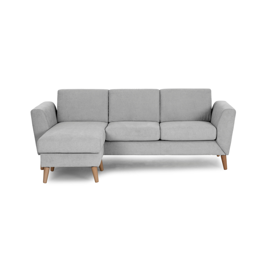 3 Seater Sofa with Chaise Longue and Vintage Legs - Angel