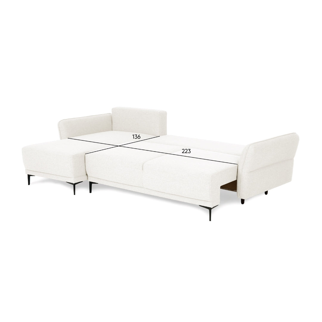 Divano Letto a 3 Posti con Chaise Longue Reversibile - Toby 