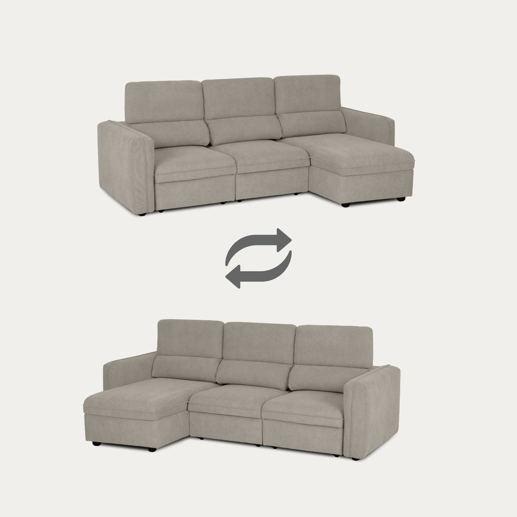 Sofá - Cama 4 Lugares com Chaise Longue Reversível e Cabeceiras Ajustáveis - MorganC1454CFSRG9140_C24