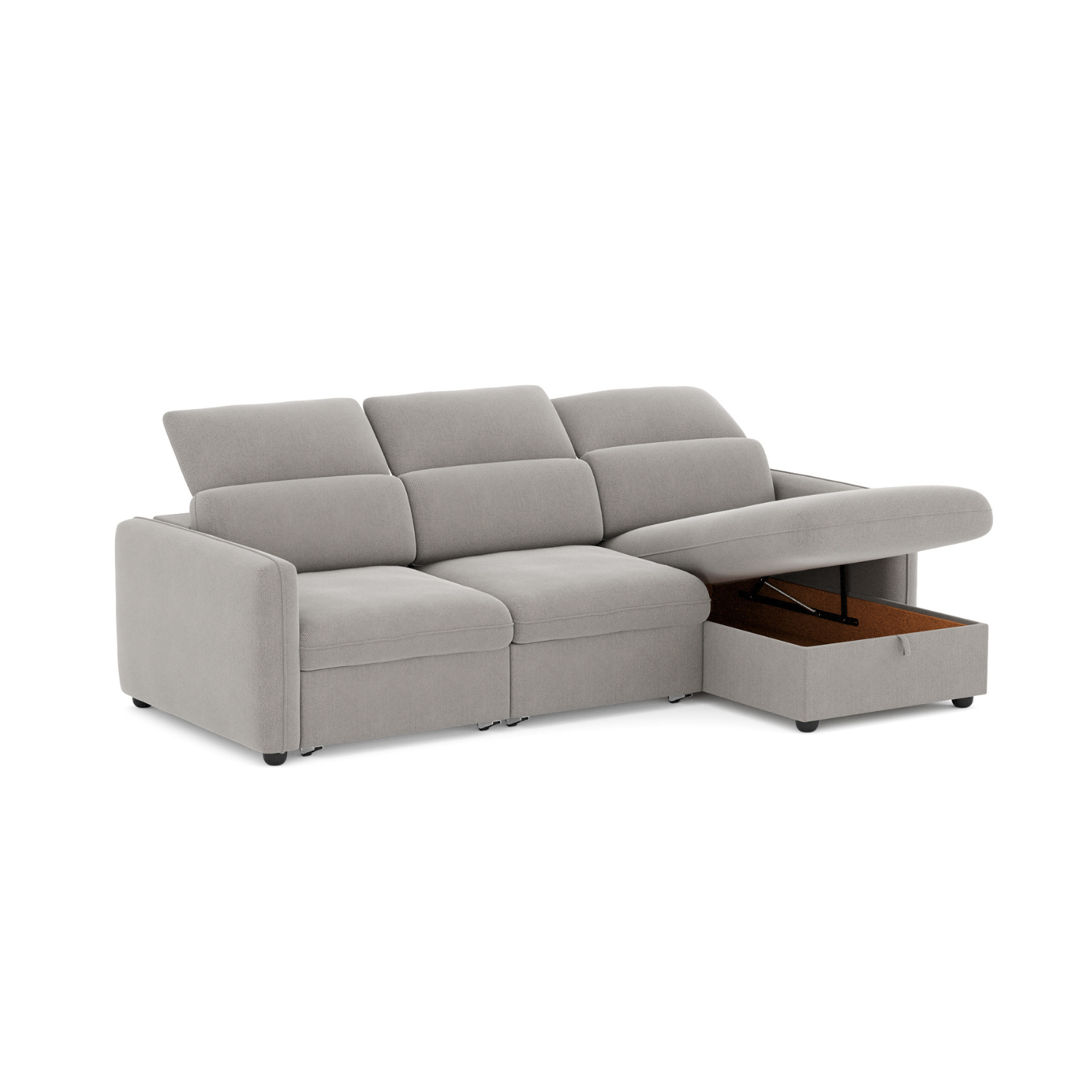 3-Sitzer-Schlafsofa mit Chaiselongue und verstellbaren Kopfteilen – Morgan