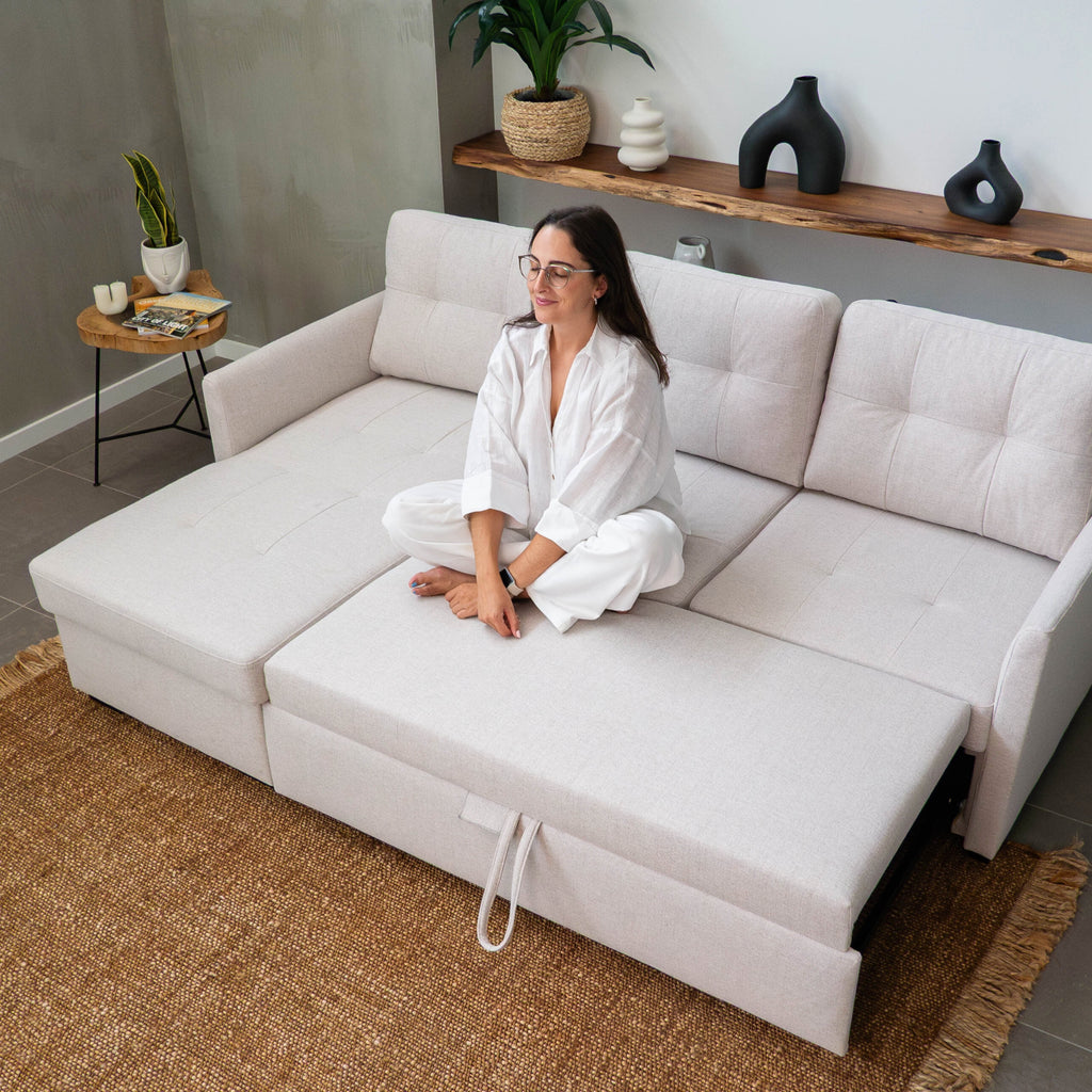 Sofá-cama 3 Lugares com chaise longue - Enzo